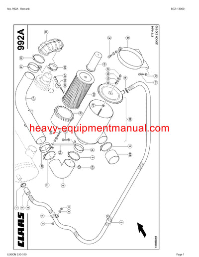 CLAAS LEXION 530-510 COMBINE PARTS CATALOG MANUAL