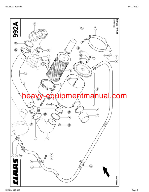 CLAAS LEXION 530-510 COMBINE PARTS CATALOG MANUAL