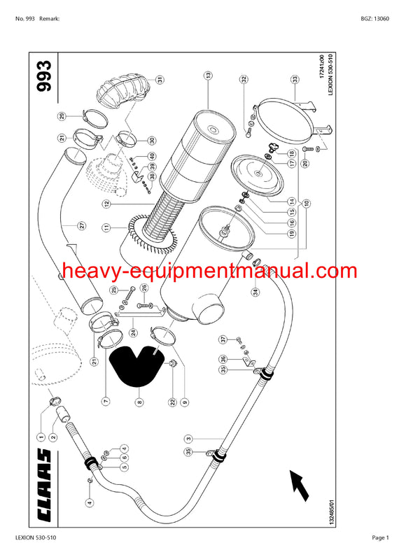 CLAAS LEXION 530-510 COMBINE PARTS CATALOG MANUAL
