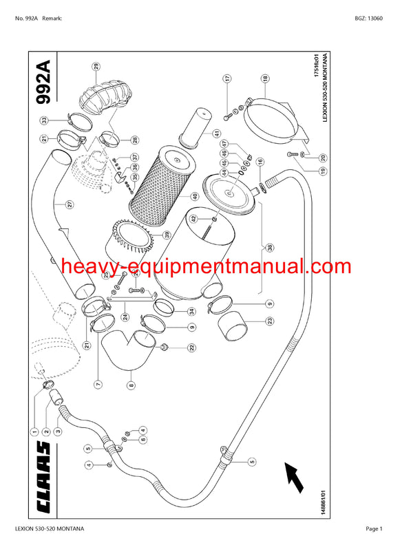 PDF Claas 530 - 520 Lexion Montana Combine Parts Manual