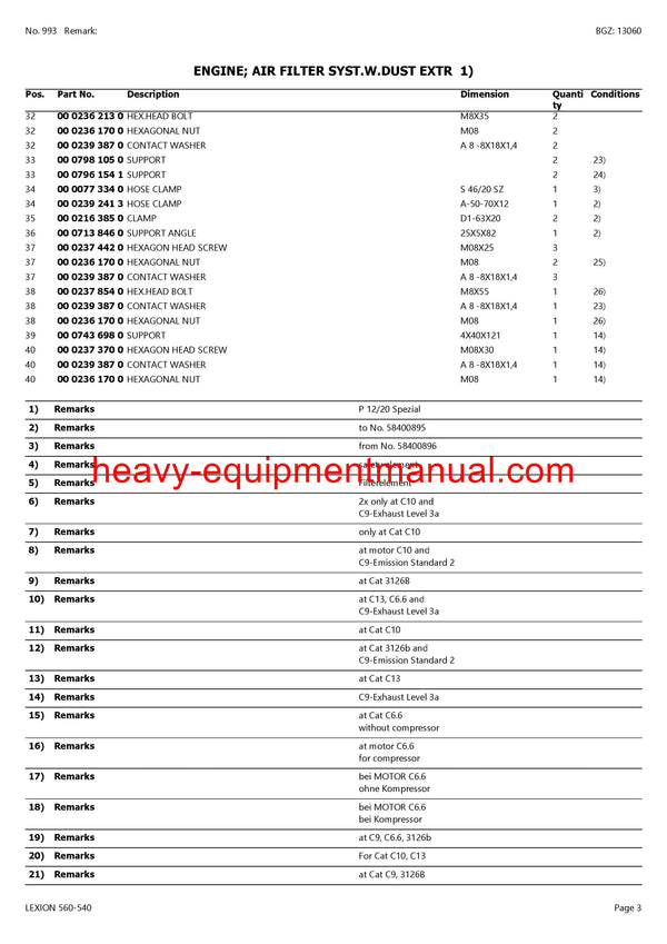 PDF Claas 560 - 540 Lexion Combine Parts Manual