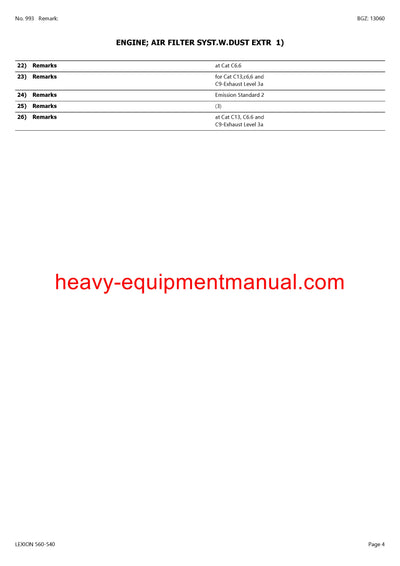 CLAAS LEXION 560-540 COMBINE PARTS CATALOG MANUAL