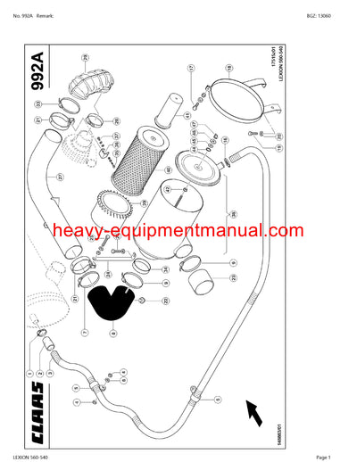 PDF Claas 560 - 540 Lexion Combine Parts Manual