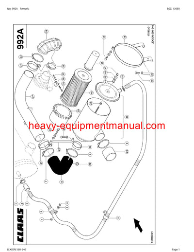 CLAAS LEXION 560-540 COMBINE PARTS CATALOG MANUAL
