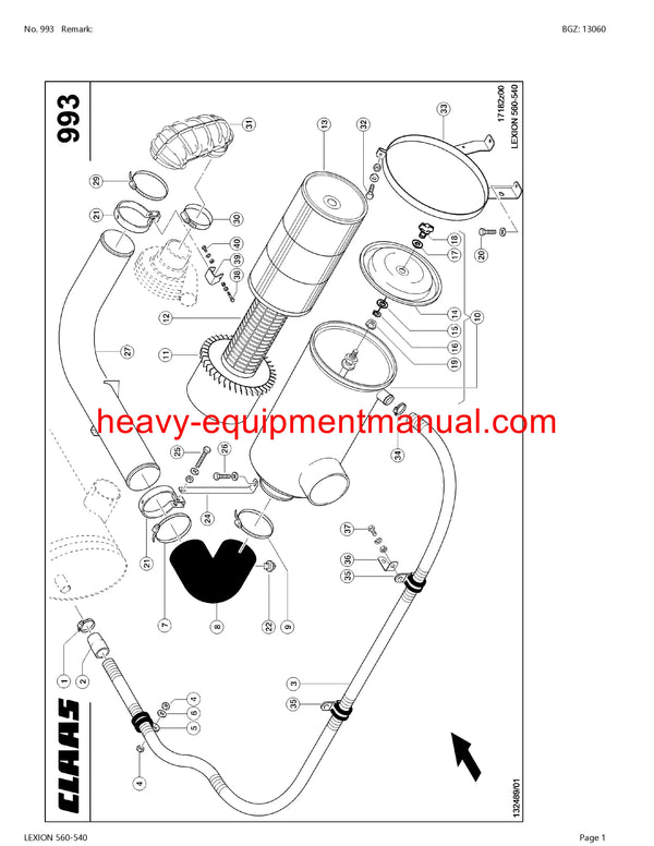 CLAAS LEXION 560-540 COMBINE PARTS CATALOG MANUAL