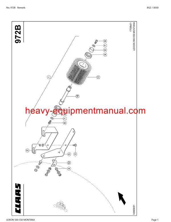CLAAS LEXION 560-550 MONTANA COMBINE PARTS CATALOG MANUAL