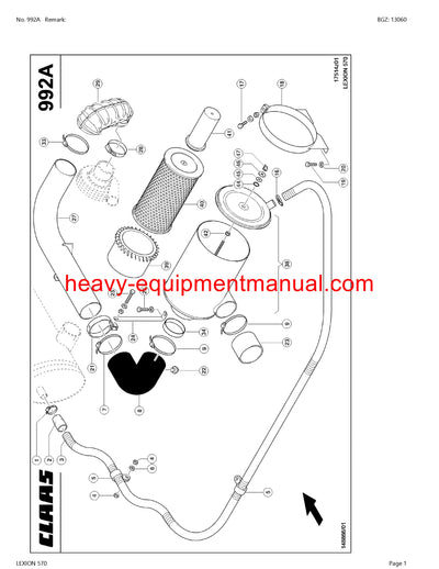 CLAAS LEXION (NORTH AMERICA) 570 COMBINE PARTS CATALOG MANUAL