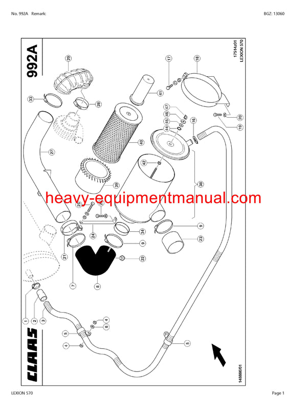 CLAAS LEXION 570 COMBINE PARTS CATALOG MANUAL
