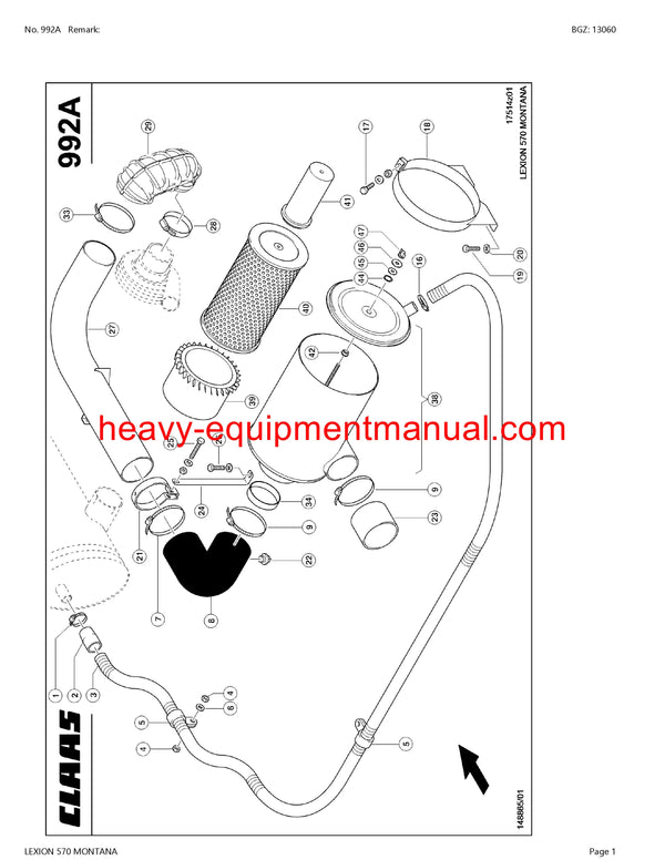 CLAAS LEXION 570 MONTANA COMBINE PARTS CATALOG MANUAL
