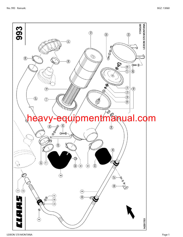 CLAAS LEXION 570 MONTANA COMBINE PARTS CATALOG MANUAL