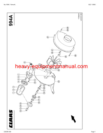 CLAAS LEXION 580 COMBINE PARTS CATALOG MANUAL