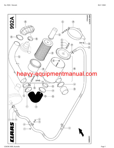 PDF Claas 580R Lexion Combine Parts Manual