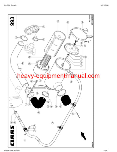 PDF Claas 580R Lexion Combine Parts Manual