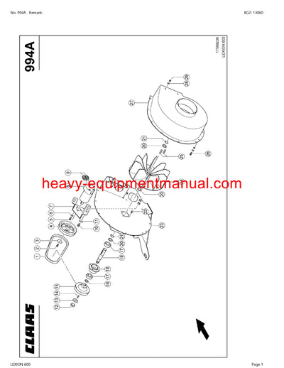 CLAAS LEXION 600 MONTANA COMBINE PARTS CATALOG MANUAL