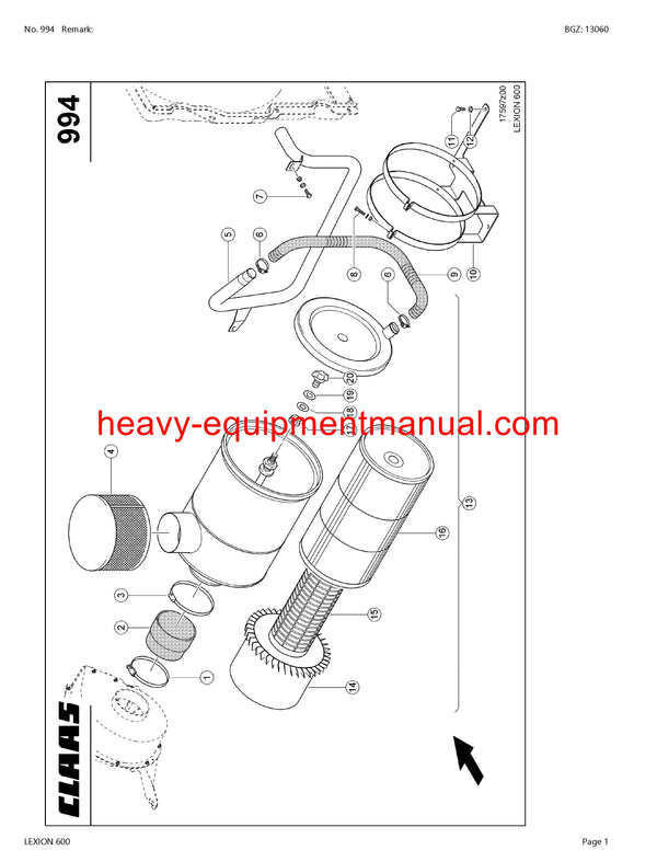 PDF Claas 600 Lexion Montana Combine Parts Manual