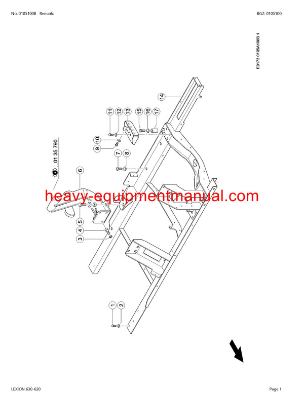 CLAAS LEXION 630-620 COMBINE PARTS CATALOG MANUAL (SN: C5300011-C5399999)