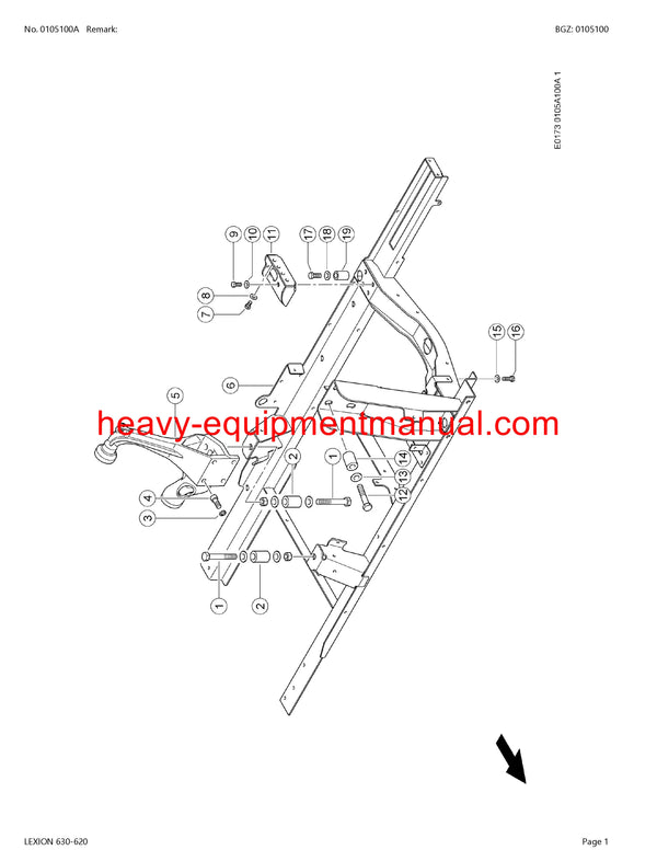 CLAAS LEXION 630-620 COMBINE PARTS CATALOG MANUAL (SN: C6300011-C6399999)