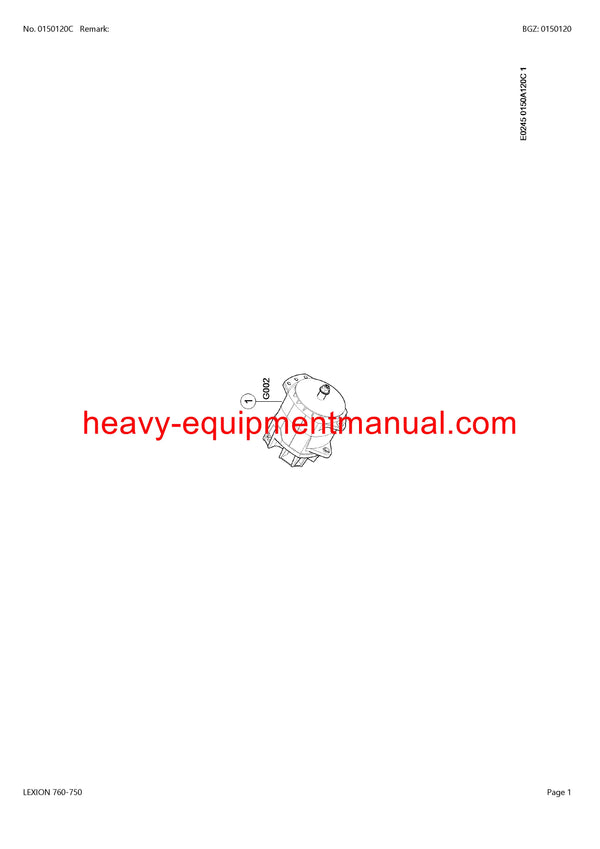 CLAAS LEXION 760-750 COMBINE PARTS CATALOG MANUAL (SN: C7100011-C7199999)