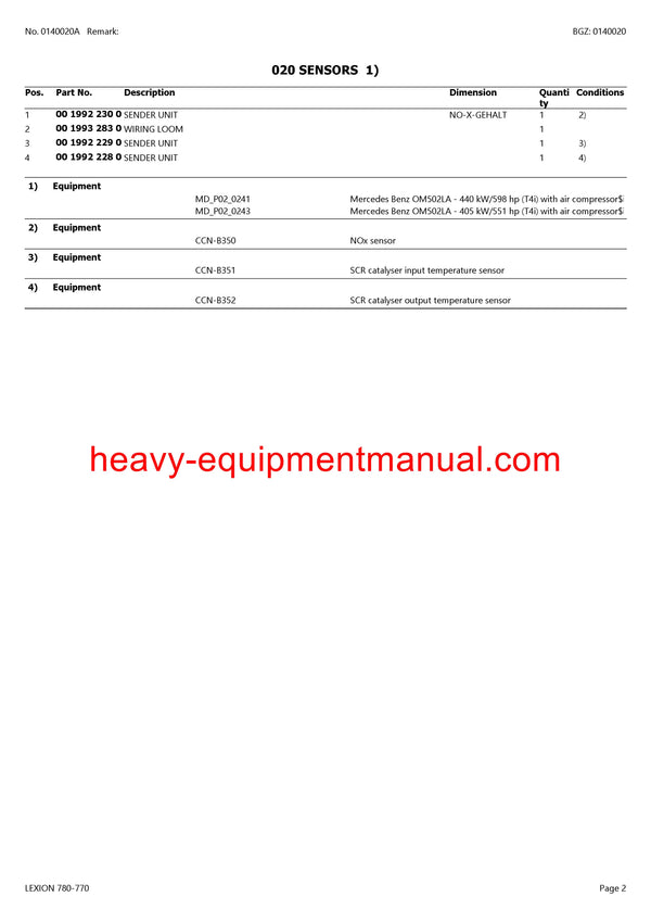 PDF Claas 780-770 Lexion Combine Parts Manual
