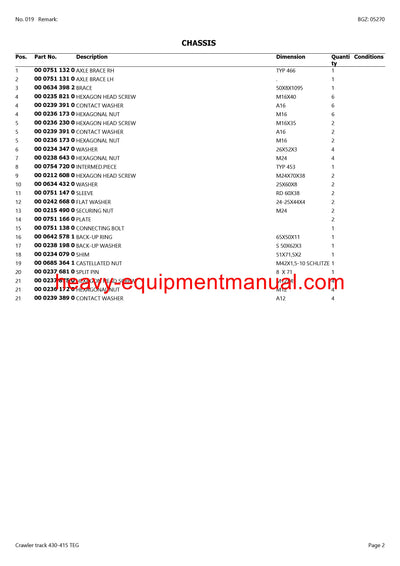 PDF Claas 430 - 415 Teg Lexion Crawler Track Combine Parts Manual