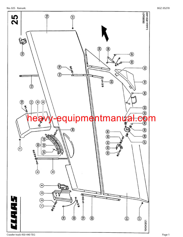 CLAAS LEXION Crawler track 450-440 TEG COMBINE PARTS CATALOG MANUAL