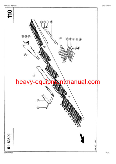 CLAAS LEXION (NORTH AMERICA) 450 COMBINE PARTS CATALOG MANUAL