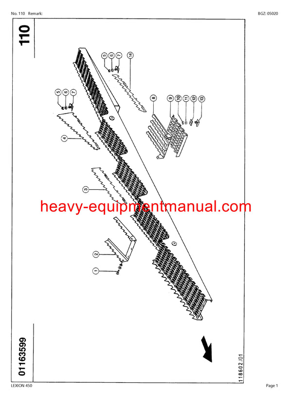CLAAS LEXION (NORTH AMERICA) 450 COMBINE PARTS CATALOG MANUAL
