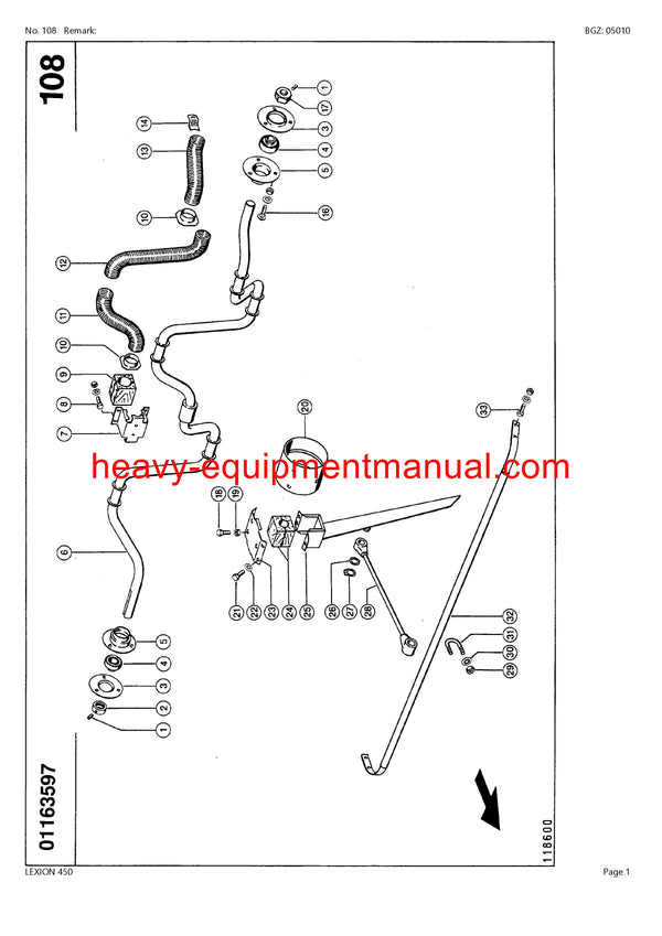 CLAAS LEXION (NORTH AMERICA) 450 COMBINE PARTS CATALOG MANUAL