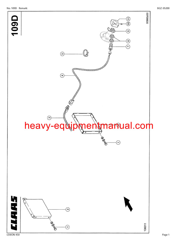 CLAAS LEXION (NORTH AMERICA) 450 COMBINE PARTS CATALOG MANUAL