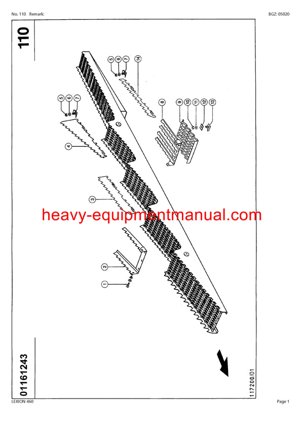 CLAAS LEXION (NORTH AMERICA) 460 COMBINE PARTS CATALOG MANUAL