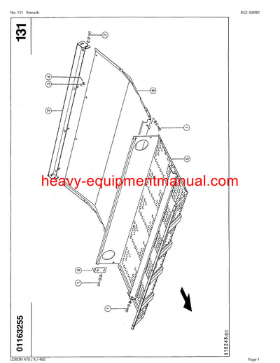 PDF Claas 470R/460 Lexion Combine Parts Manual