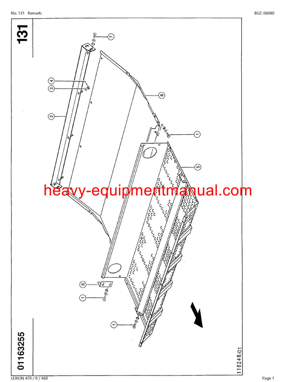 PDF Claas 470R/460 Lexion Combine Parts Manual