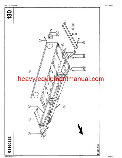PDF Claas 480R Lexion Combine Parts Manual