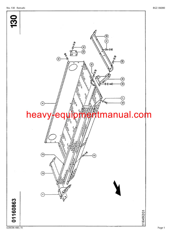 PDF Claas 480R Lexion Combine Parts Manual
