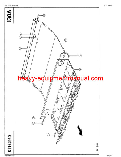 PDF Claas 480R Lexion Combine Parts Manual