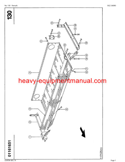 PDF Claas 485R Lexion Combine Parts Manual