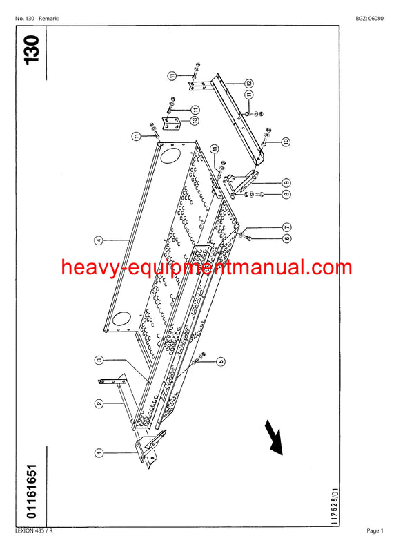 PDF Claas 485R Lexion Combine Parts Manual