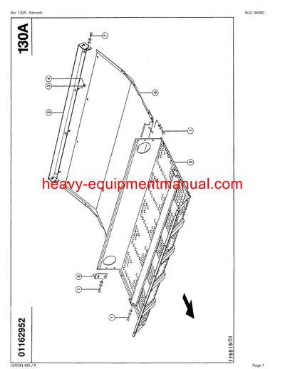 PDF Claas 485R Lexion Combine Parts Manual