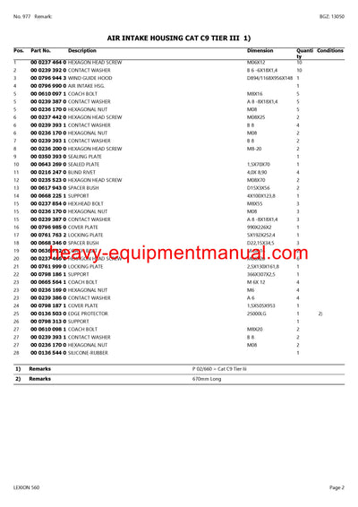 PDF Claas 560 Lexion Combine Parts Manual
