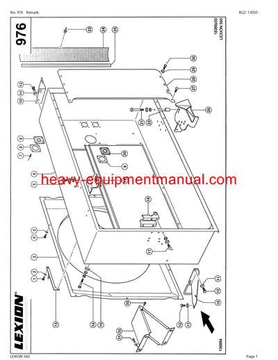 CLAAS LEXION (NORTH AMERICA) 560 COMBINE PARTS CATALOG MANUAL