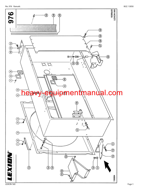 CLAAS LEXION (NORTH AMERICA) 560 COMBINE PARTS CATALOG MANUAL