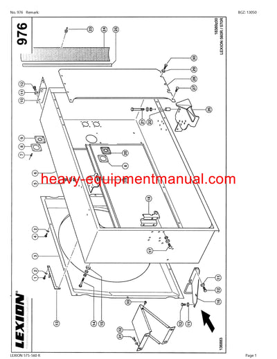 CLAAS LEXION (NORTH AMERICA) 575-560R COMBINE PARTS CATALOG MANUAL