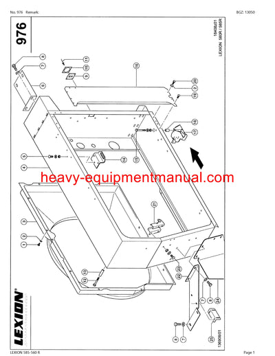 CLAAS LEXION (NORTH AMERICA) 585-560R COMBINE PARTS CATALOG MANUAL (SN: 57800011-57899999)