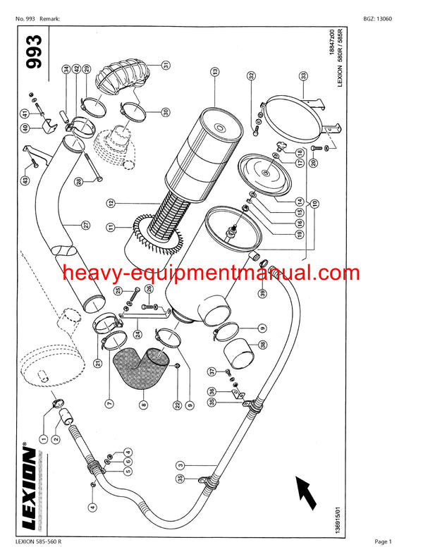 PDF Claas 585 - 560R Lexion Combine Parts Manual