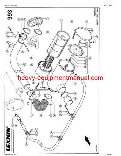 CLAAS LEXION (NORTH AMERICA) 585-560R COMBINE PARTS CATALOG MANUAL (SN: 57800011-57899999)