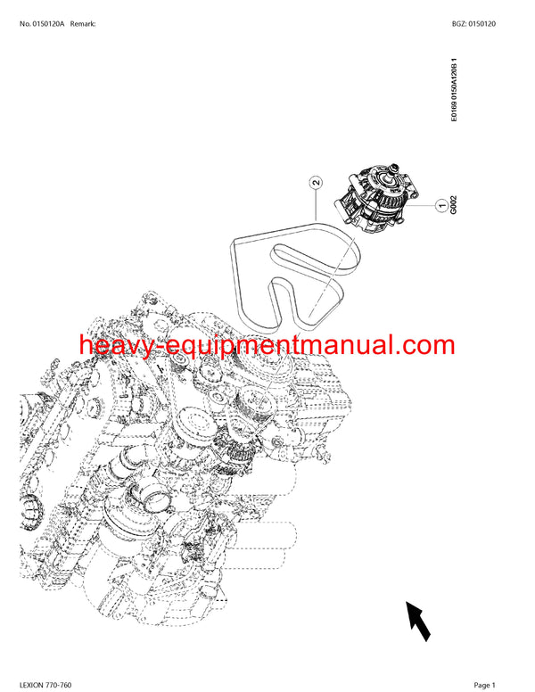 CLAAS LEXION (NORTH AMERICA) 770-760 COMBINE PARTS CATALOG MANUAL