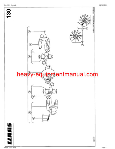 CLAAS LINER 1550 TWIN SWATHER PARTS CATALOG MANUAL SN 39801411-39899999