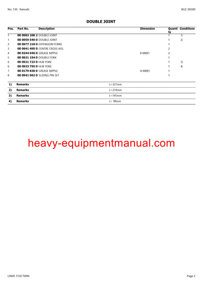 PDF Claas 1550 Liner Twin Swather Parts Manual