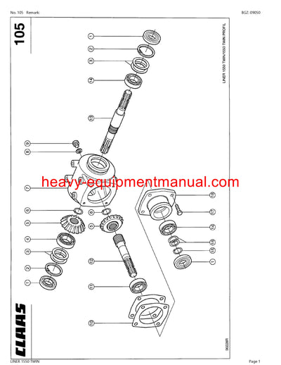 PDF Claas 1550 Liner Twin Swather Parts Manual
