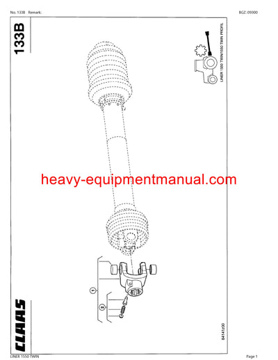 CLAAS LINER 1550 TWIN SWATHER PARTS CATALOG MANUAL SN 39801411-39899999